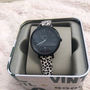 NWT Fossil Faux Cheetah Hair Leather Watch